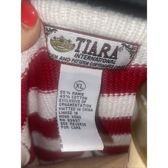 Vintage Tiara International American Flag Button Front Cardigan Sweater Women XL - Picture 10 of 10